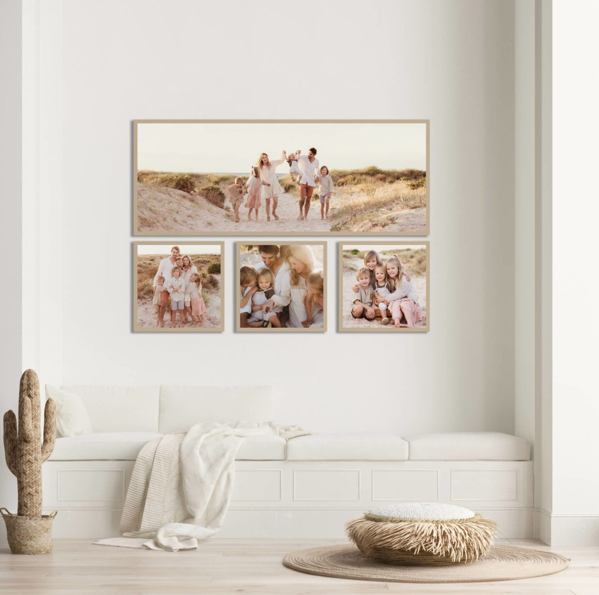 family photos on the wall. Adelaide beach family photos wall collection. Adelaide family photographer Melissa Alagich