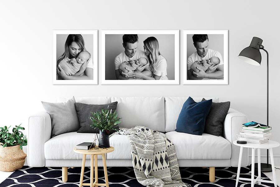 newborn photography wall display